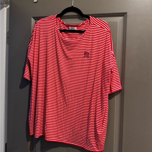 NC STATE Piko Red and White Striped Top! - Picture 1 of 3